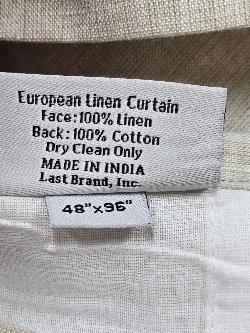 QUINCE Set Of 2 48x96 European Linen Curtains Flax 0053